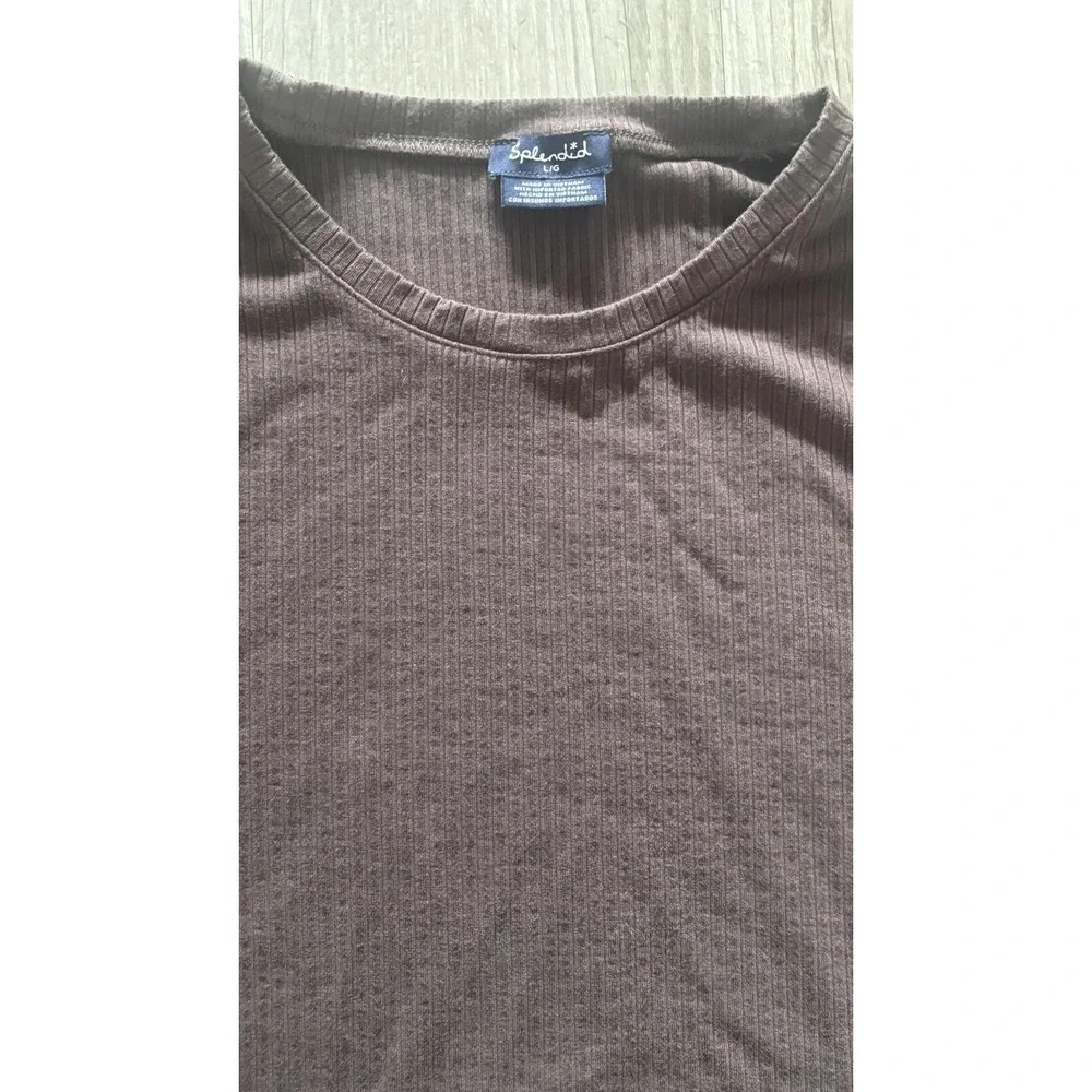 Splendid Brown Long Sleeve Ribbed Shirt Size L
